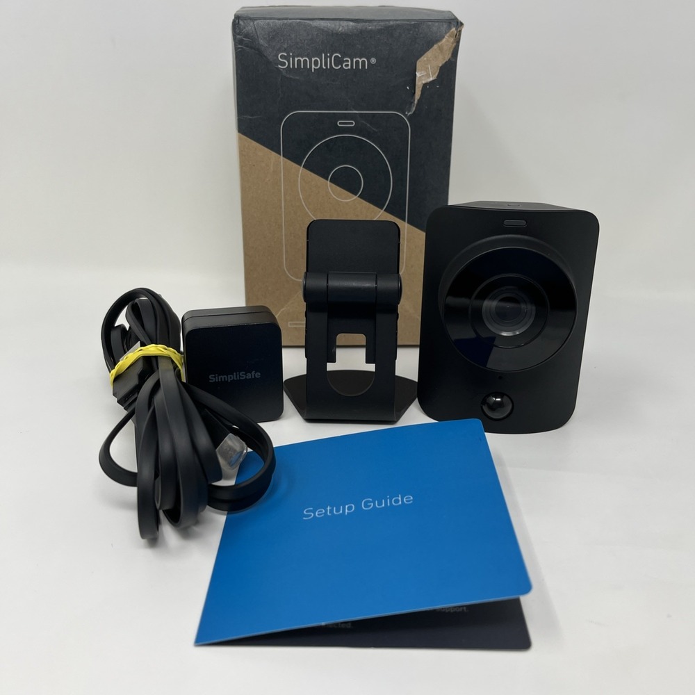 SimpliSafe Indoor HD Security Camera SSCM1 Black w/ OEM Power Supply Box TESTEd